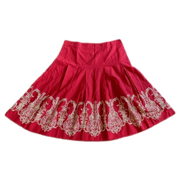 Tommy Hilfiger Spice Pink & Gold Sequin A-line Pleated Cotton Skirt Size 12, EUC - Picture 8 of 8